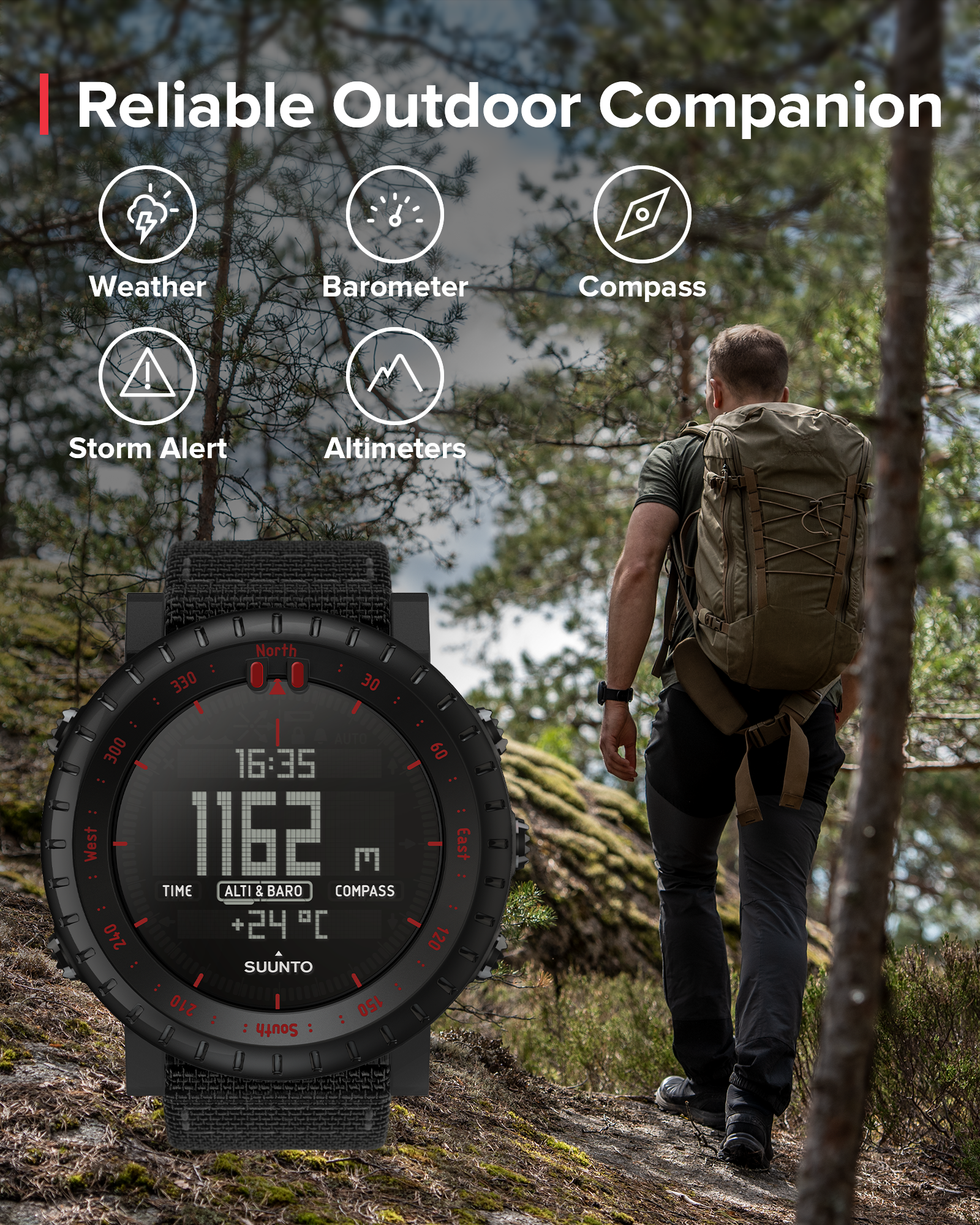SUUNTO CORE Black Red Outdoor Sports Watch