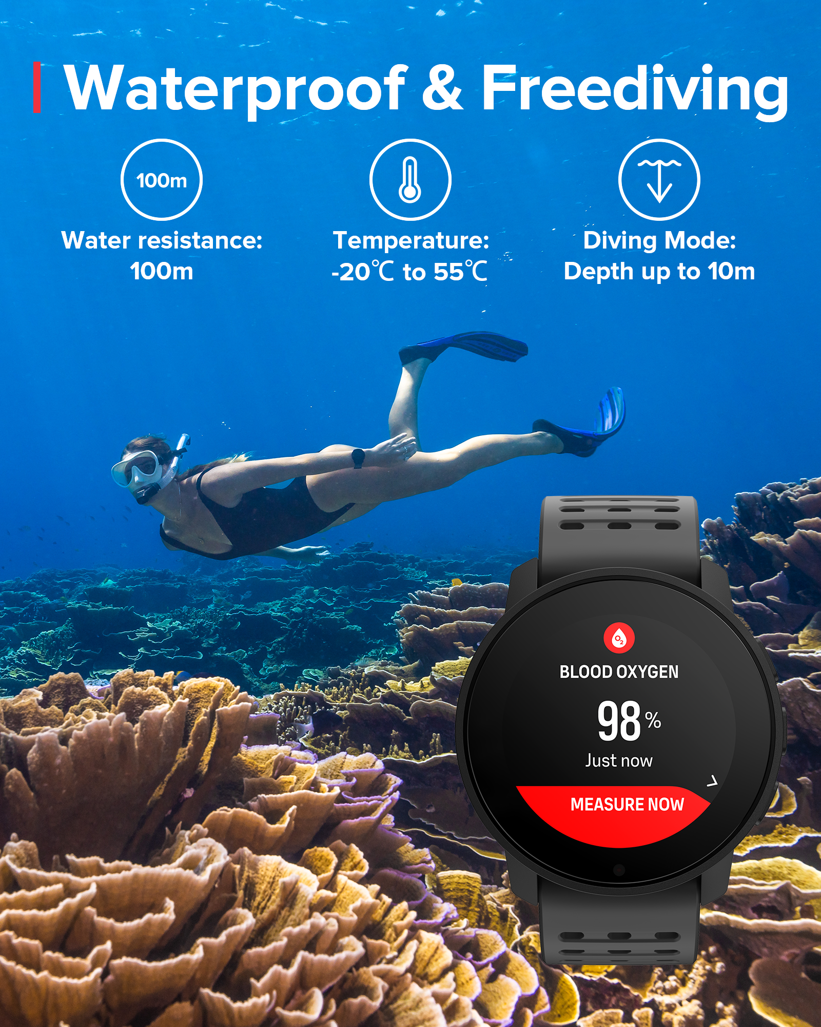 SUUNTO 9 PEAK PRO All Black Waterproof & Freediving